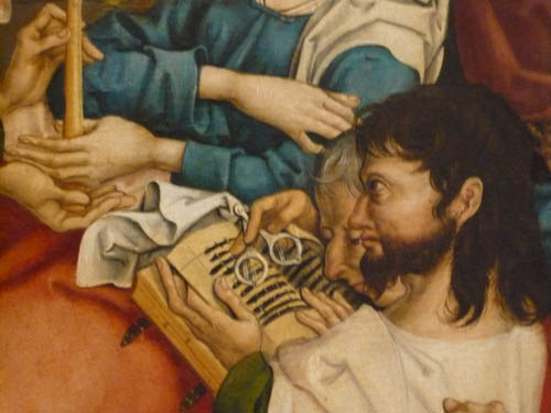 Lesehilfe auf Gemälde von 1510
